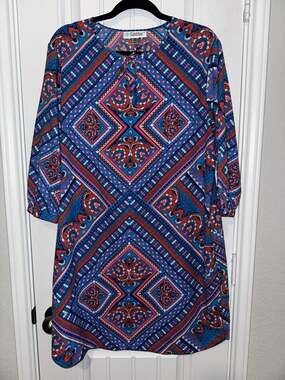 Coolibar Cannes Tunic Dress UPF 50+ Sun Protection Geometric Scarf Print